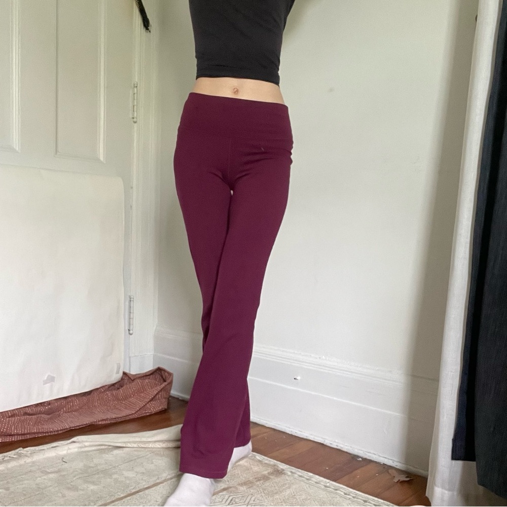 Gap purple flared yoga pants, comfortable and cute.